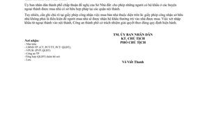 Công văn 863/UB-QLĐT giải quyết hồ sơ của công dân có hộ khẩu ở ngoại thành xin mua nhà ở nội thành