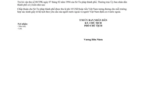 Công văn 1173/UB-NC thu lệ phí xác minh hộ tịch theo yêu cầu nước ngoài