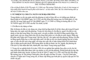 Thông tư 30-TC/NSNN tài chính ngân sách hướng dẫn tài chính ngân sách hướng dẫn Quyết định 60-TTg