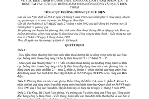 Quyết định  460/KT-KH  điểu chỉnh phương thức tính cước đàm thoại đường dài tự động tại các bưu cục, buồng đàm thoại công cộng và đại lý điện thoại