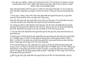 Thông tư liên bộ 31/TT-LB hướng dẫn bàn giao thu thuế xuất nhập khẩu tiểu ngạch biên giới