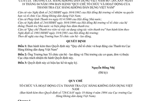 Quyết định 726/CAAV  Quy chế tổ chức và hoạt động của Thanh tra Cục hàng không dân dụng Việt Nam