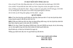 Quyết định 87/QĐ-UB 1994 tạm thời thu lệ phí địa chính công tác quản lý đất đai Lào Cai