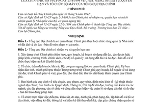 Nghị định 34-CP chức năng, nhiệm vụ, quyền hạn và tổ chức bộ máy của Tổng cục Địa chính