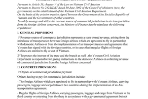 Circular No. 40-TC/GTBD of April 25, 1994, regulations on collecting and utilizing the revenue source of commercial jurisdiction in air transportation.