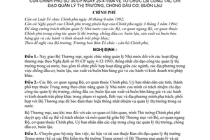 Nghị định 35-CP tổ chức lại công tác chỉ đạo quản lý thị trường, chống đầu cơ, buôn lậu