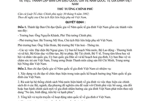 Quyết định 198-TTg thành lập Ban chỉ đạo Quốc gia về Năm quốc tế gia đình Việt nam