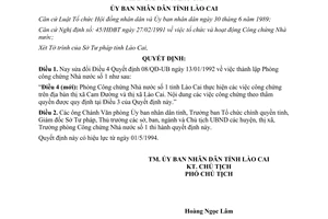 Quyết định 96/QĐ-UB 1994 sửa đổi Quyết định 08/QĐ-UB Lào Cai