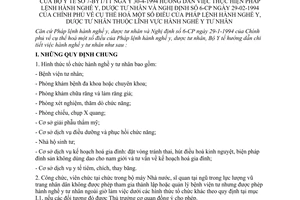 Thông tư 07-BYT/TT Hành nghề y dược tư nhân lĩnh vực hành nghề y tư nhân hướng dẫn Pháp lệnh 6-CP