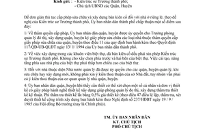 Công văn 1417/UB-QLĐT thực hiện quy định ban hành theo QĐ 117/QĐ-UB-QLĐT