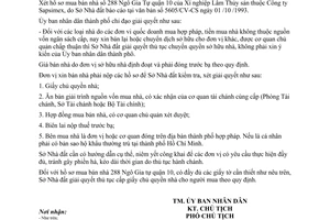 Công văn1407/UB-QLĐT mua bán nhà của các đơn vị quốc doanh