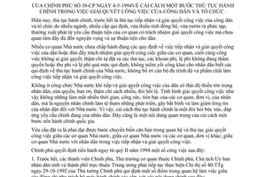 Nghị quyết 38-CP cải cách một bước thủ tục hành chính trong việc giải quyết công việc của công dân và tổ chức