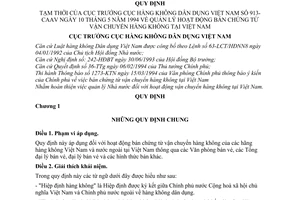 Quy định 913-CAAV quy định tạm thời quản lý hoạt động bán chứng từ vận chuyển hàng không Việt Nam