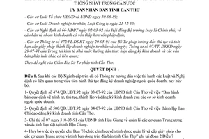 Quyết định 1186/QĐ-UBT-94 hủy bỏ một số văn bản hoặc bộ phận văn bản