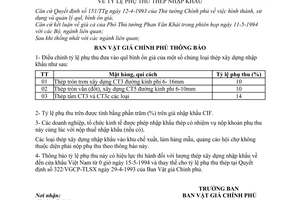 Thông báo 404/VGCP-TLSX tỷ lệ phụ thu thép nhập khẩu