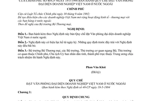 Nghị định 40-CP Quy chế Đặt Văn phòng đại diện doanh nghiệp Việt nam ở nước ngoài