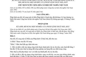 Pháp lệnh thuế nhà đất 1994 sửa đổi 34-L/CTN