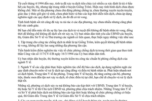 Chỉ thị 09/CT-UB năm 1994 tăng cường phòng chống dịch tả sốt rét Bến Tre