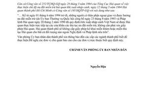 Thông báo 472/TB-VP thực hiện chế độ ưu đãi miễn trừ hải quan khi xuất nhập cảnh Việt Nam