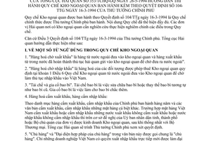 Thông tư 353/TCHQ-GQ Quy chế kho ngoại quan hướng dẫn quyết định 104 -TTg