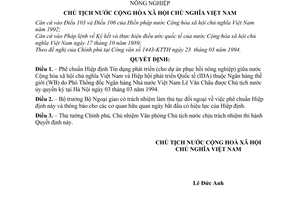 Quyết định 194-QĐ/CTN  phê chuẩn Hiệp định Tín dụng phát triển cho dự án phục hồi nông nghiệp