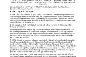 Thông tư 46/TC-CĐTC kinh doanh bảo hiểm hướng dẫn nghị định 100/CP