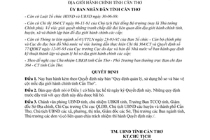 Quyết định 1691/QĐ.UBT.94 bản quy định quản lý sử dụng hồ sơ bảo vệ cột mốc địa giới hành chính Cần Thơ