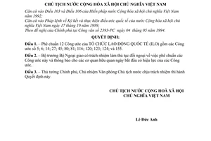 Quyết định  193-QĐ/CTN  phê chuẩn 12 Công ước của Tổ chức lao động Quốc tế (ILO)