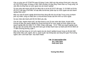 Công văn 2111/UB-TM kê khai, phân loại nợ nước ngoài