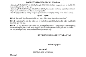 Quyết định  1447/GD-ĐT quy chế trường, lớp mầm non tư thục