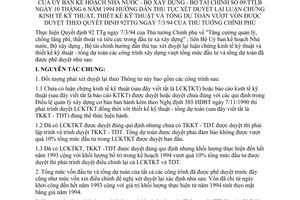 Thông tư liên tịch 09/TTLB hướng dẫn Quyết định 92-TTg  xét duyệt luận chứng kinh tế kỹ thuật thiết kế kỹ thuật tổng dự toán vượt vốn