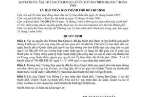 Quyết định 1866/QĐ-UB-NN ủy quyền trưởng ban quản lý đất đai thành phố giải quyết khiếu nại, tố cáo có liên quan đến đất đai trên địa bàn thành phố