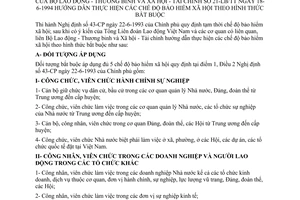 Thông tư liên tịch 21-LB/TT hướng dẫn chế độ bảo hiểm xã hội hình thức bắt buộc