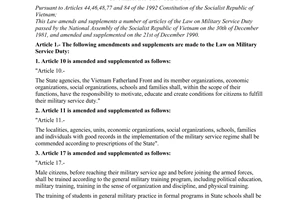 Law No. 35-L/CTN of June 22, 1994, on amendments and supplements to a number of articles of the Law on Military Service Duty.