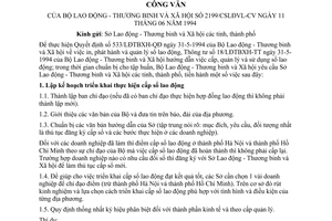 Công văn 2199/CSLĐVL triển khai thực hiện cấp sổ lao động