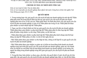 Quyết định  426-QĐ quy chế làm việc của tập thể Thẩm phán phụ trách việc giải quyết yêu cầu tuyên bố phá sản doanh nghiệp