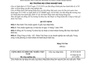 Quyết định 706/QĐ-KHKT  tiêu chuẩn ngành về giấy loại nhập khẩu