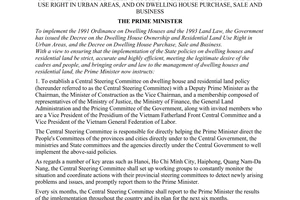 Instruction No.346-TTg, promulgated by the Prime Minister of Government, on organization of the implementation of the Decrees of the Government on the dwelling house ownership and residential land use right in urban areas, and on dwelling house purchase, sale and business.