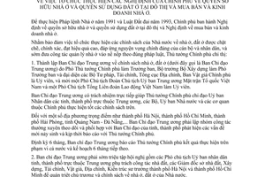 Chỉ thị 346-TTg tổ chức thực hiện Nghị định Chính phủ quyền sở hữu nhà ở quyền sử dụng đất ở đô thị mua bán kinh doanh nhà ở