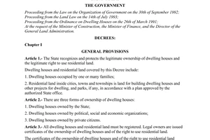 Decree of Government No.60-CP, on the dwelling house ownership and residential land use right in urban areas.