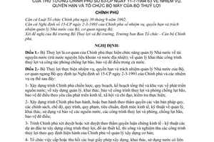 Nghị định 63-CP nhiệm vụ, quyền hạn và tổ chức bộ máy của Bộ Thuỷ lợi