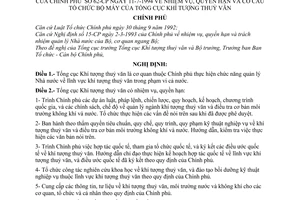 Nghị định 62-CP nhiệm vụ, quyền hạn và cơ cấu tổ chức bộ máy của Tổng cục Khí tượng thuỷ văn