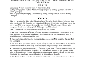 Nghị định 70-CP thành lập cơ quan Kiểm toán Nhà nước