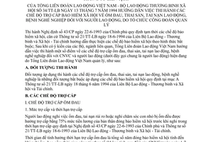 Thông tư 34/TT-LB hướng dẫn thi hành chế độ trợ cấp bảo hiểm xã hội về ốm đau, thai sản, tai nạn lao động, bệnh nghề nghiệp tổ chức công đoàn quản lý