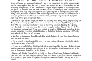 Chỉ thị 60/BYT tăng cường công tác an toàn vệ sinh thực phẩm