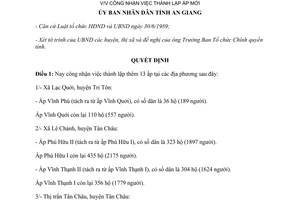 Quyết định 428/QĐ-UB-TC 1994 Công nhận việc thành lập ấp mới An Giang