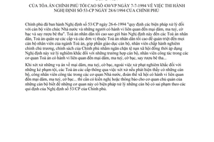 Công văn 430/VP thi hành NĐ 53-CP