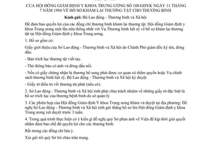 Công văn 108/GĐYK hồ sơ khám lại thương tật cho thương binh