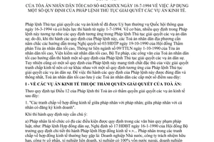 Công văn 442/KHXX áp dụng quy định của Pháp lệnh Thủ tục giải quyết các vụ án kinh tế