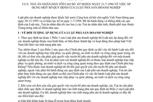 Công văn 457/KHXX áp dụng quy định Luật phá sản doanh nghiệp